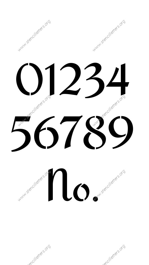 Cursive Script Calligraphy 0 to 9 number stencils