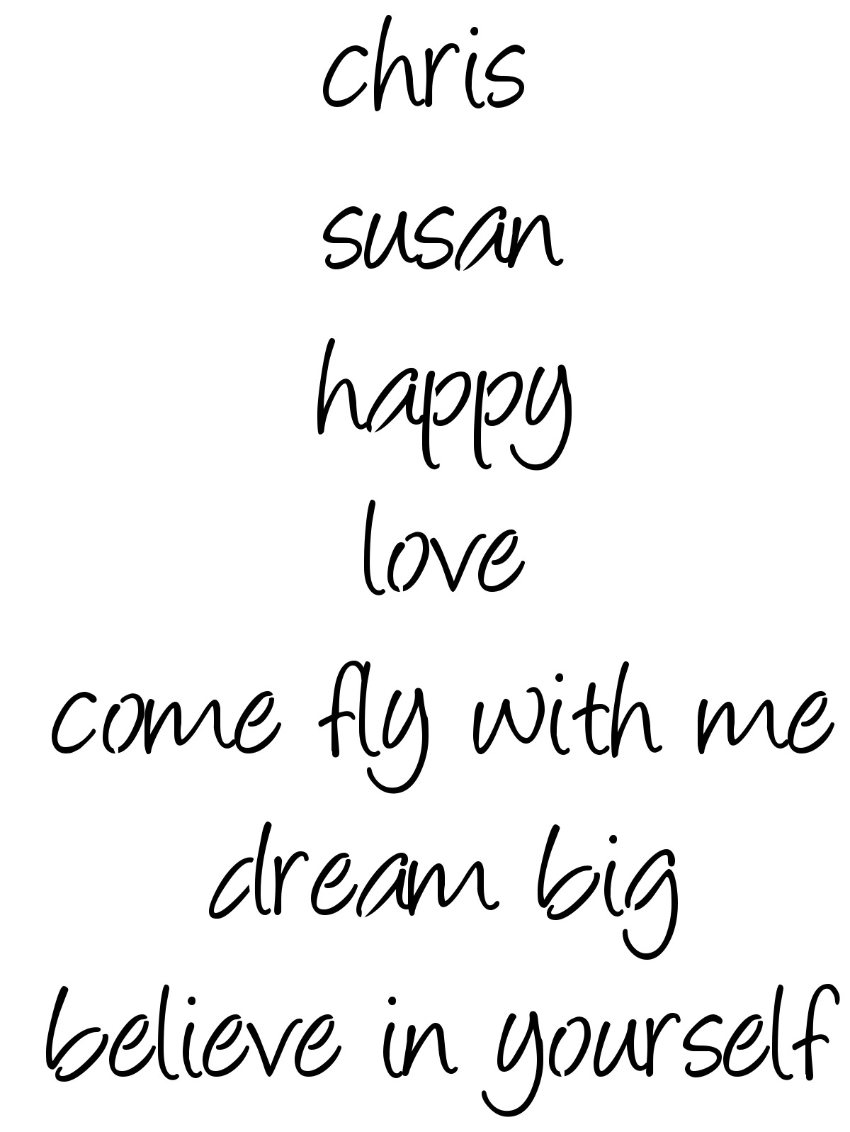 Handwriting Cursive lowercase stencil Names, Words, Phrases samples