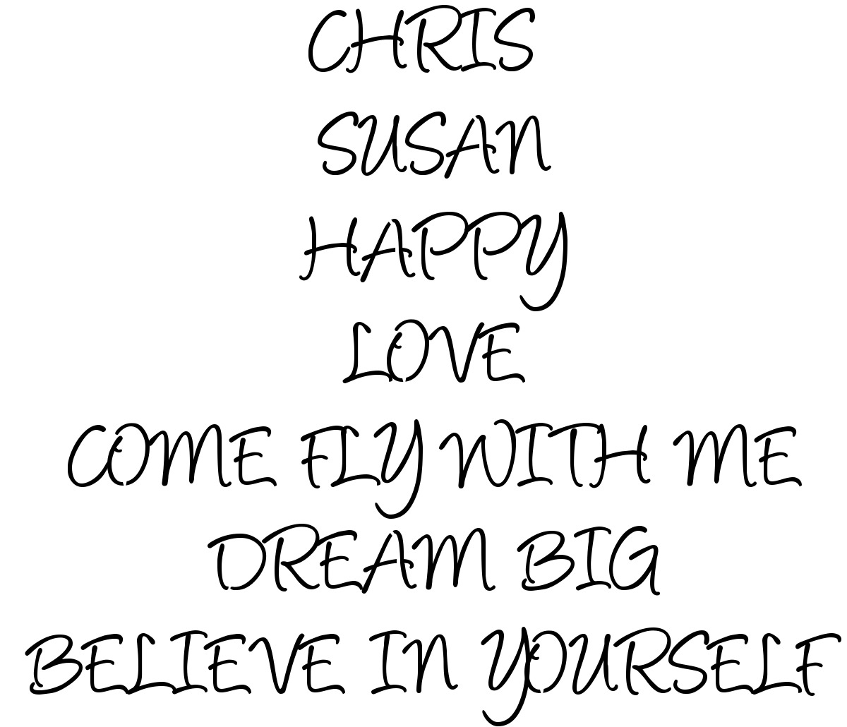 Handwriting Cursive Names, Words, Phrases samples