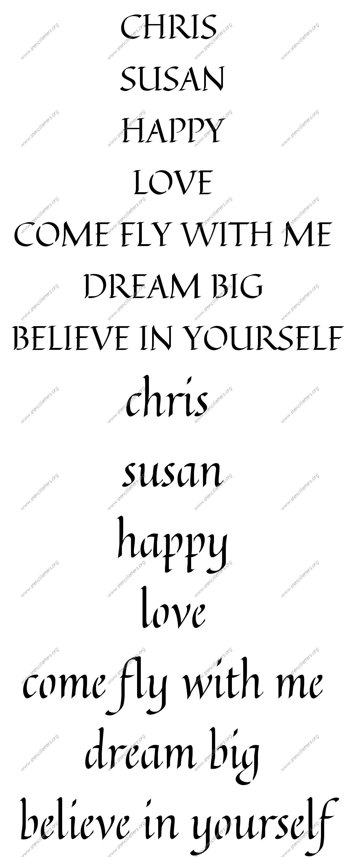 Longhand Calligraphy Names, Words, Phrases samples