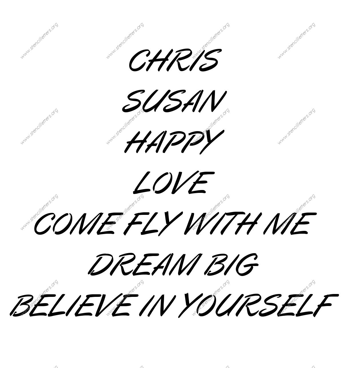 Cartoon Calligraphy Names, Words, Phrases samples