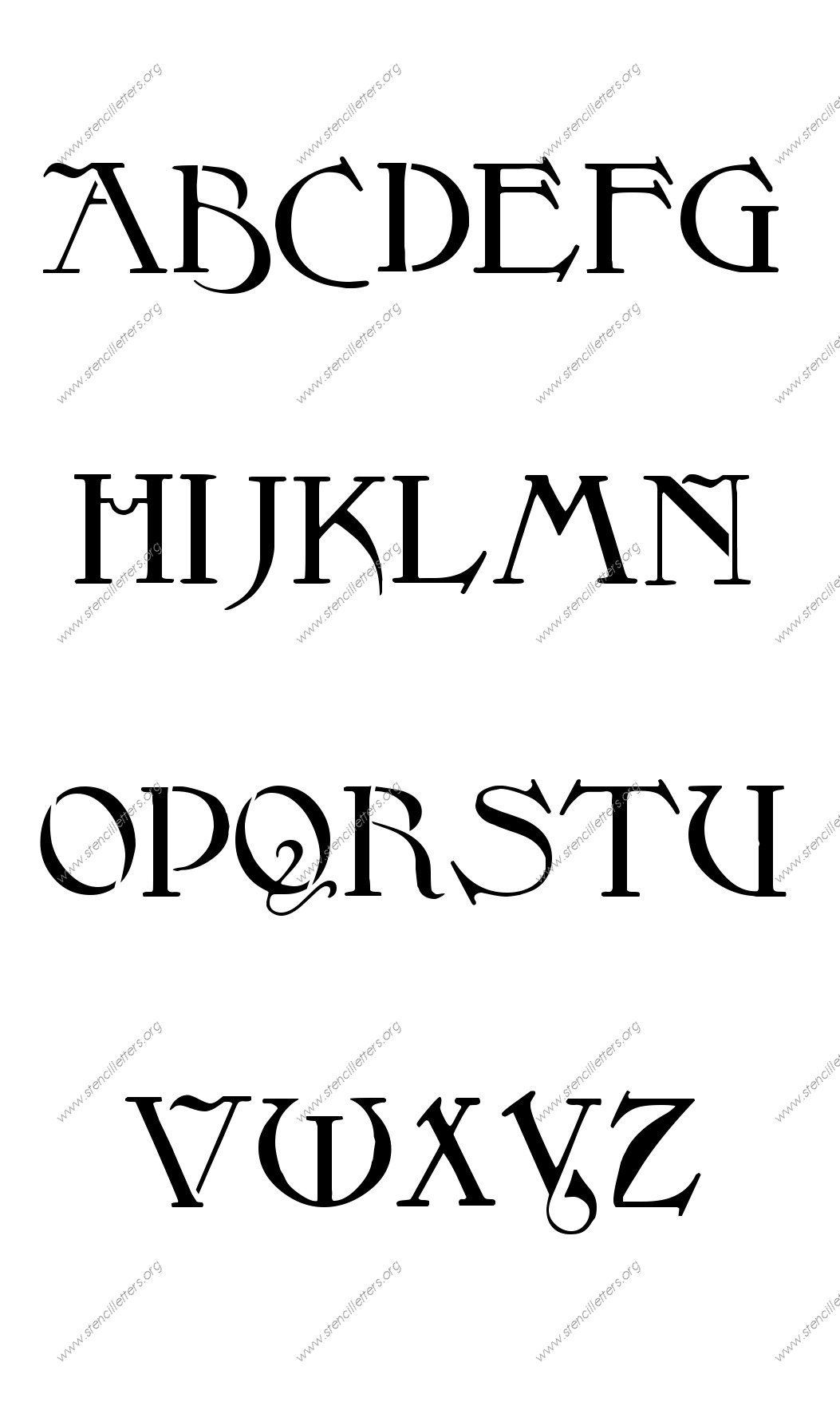 Fantasy Art Nouveau personalized stencils letter stencils to order