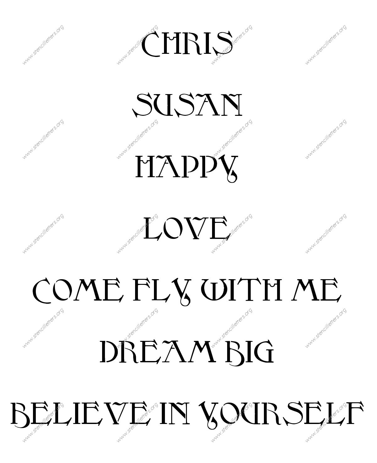 Fantasy Art Nouveau Names, Words, Phrases samples