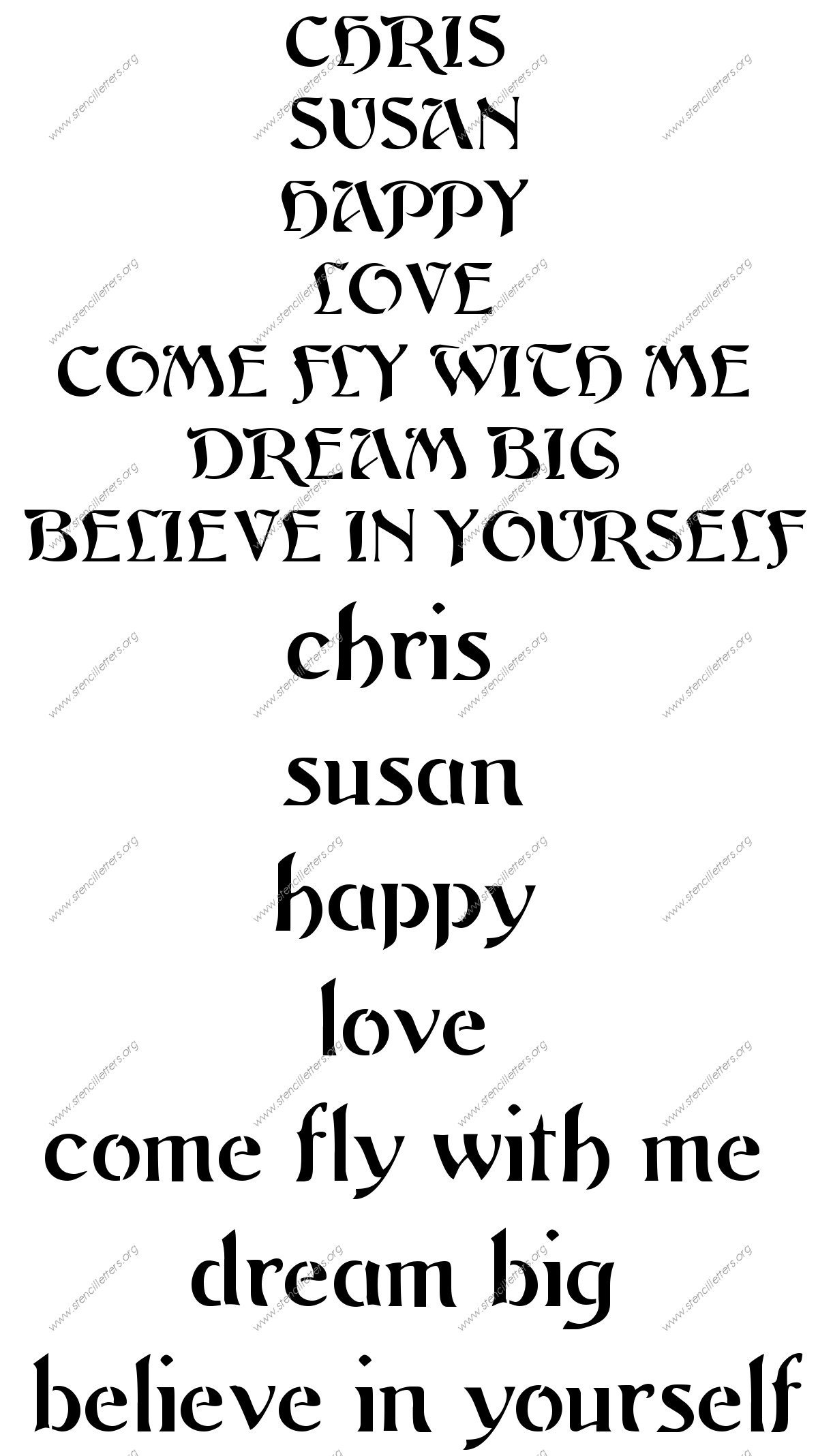 Flowing Art Nouveau Names, Words, Phrases samples