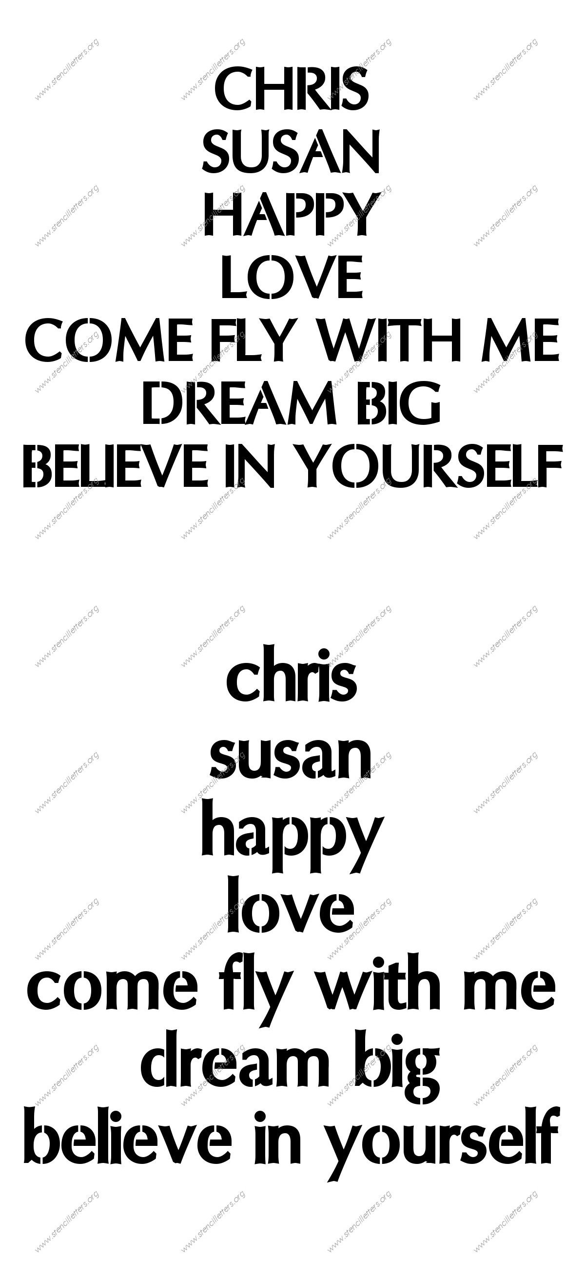 Headline Sans Names, Words, Phrases samples