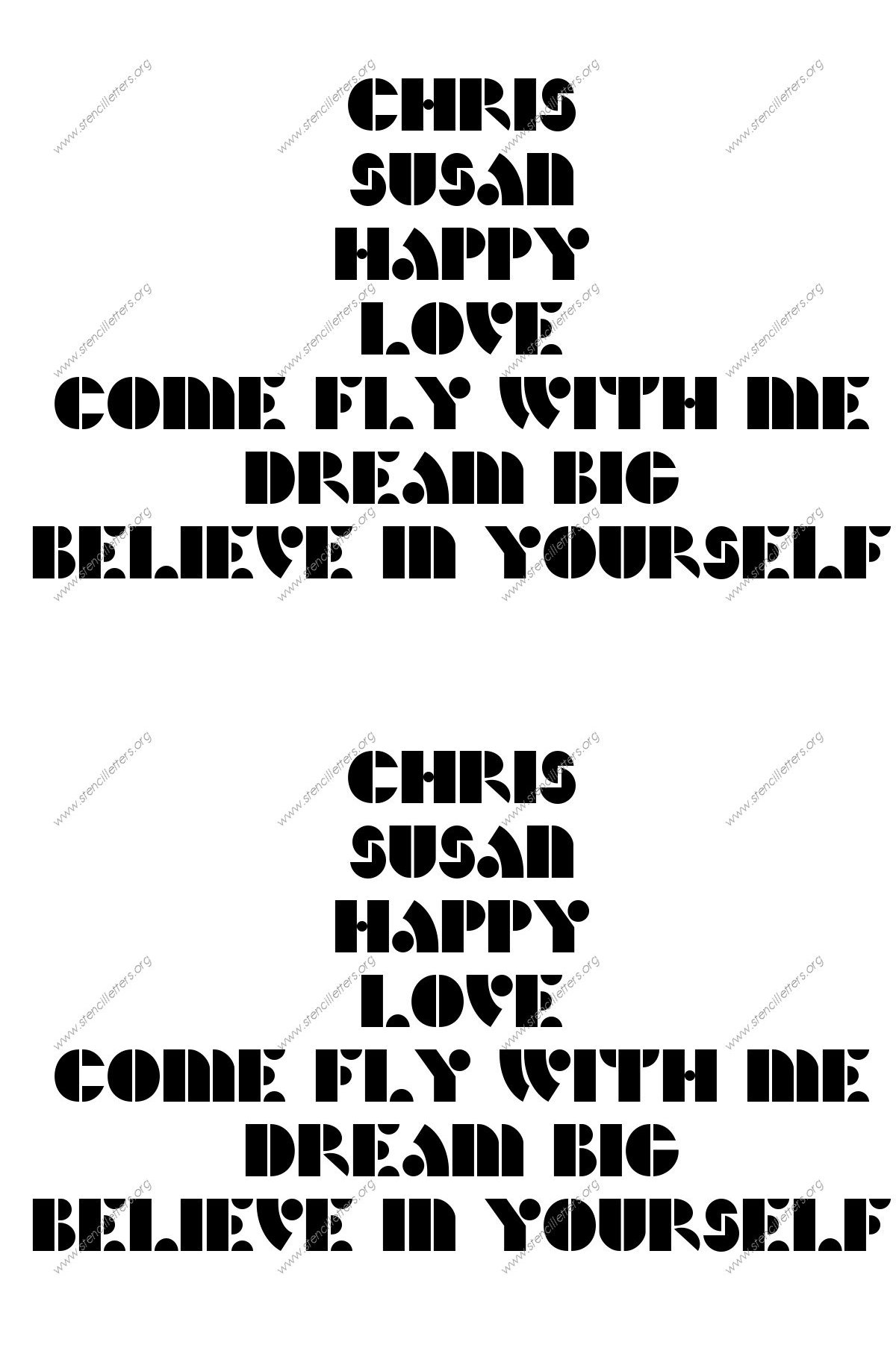 Art Deco Bold Names, Words, Phrases samples