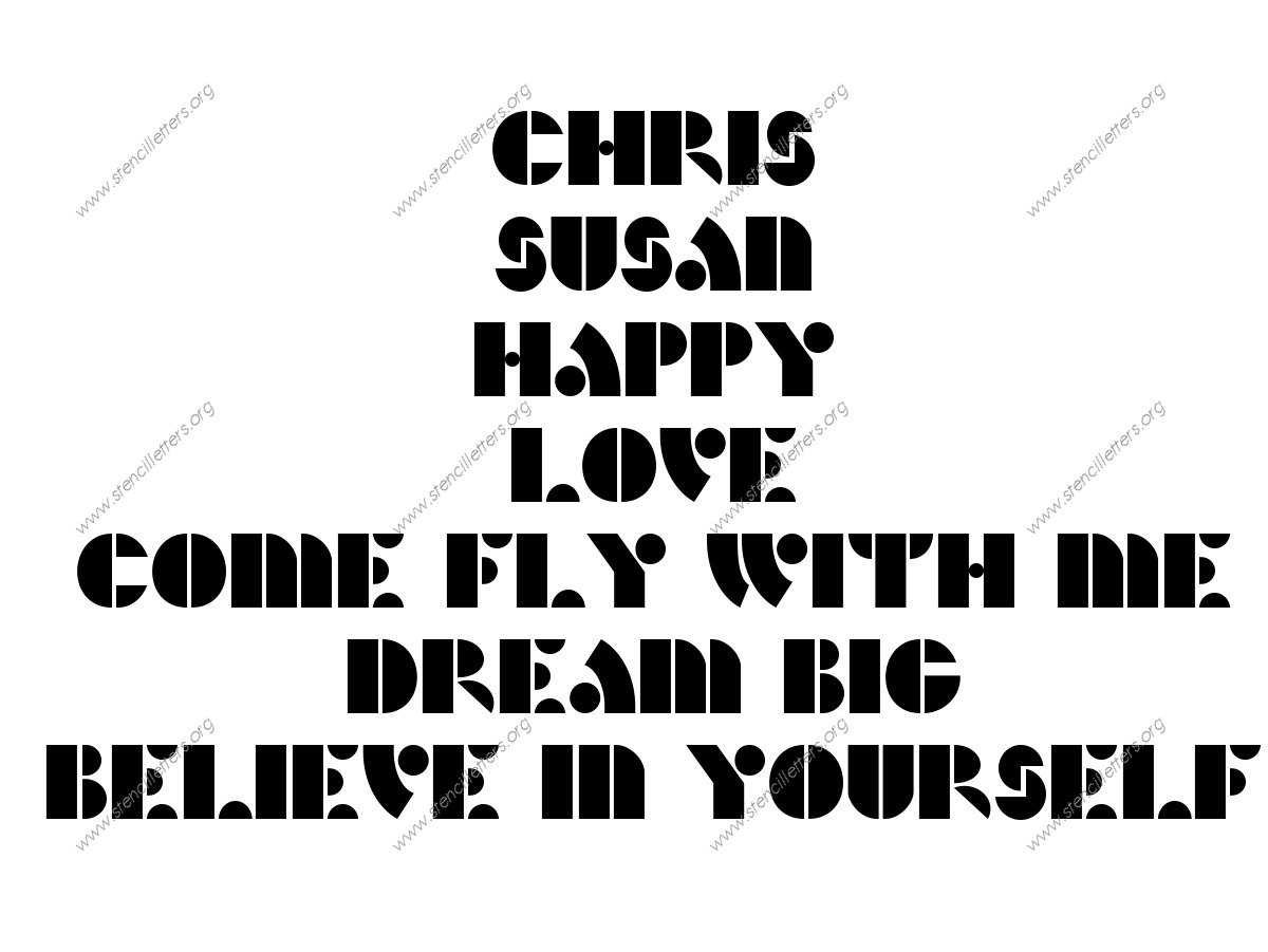 Art Deco Bold lowercase stencil Names, Words, Phrases samples