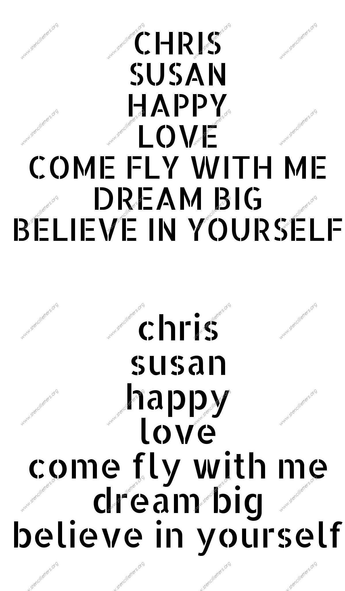 Sans-Serif Modern Names, Words, Phrases samples