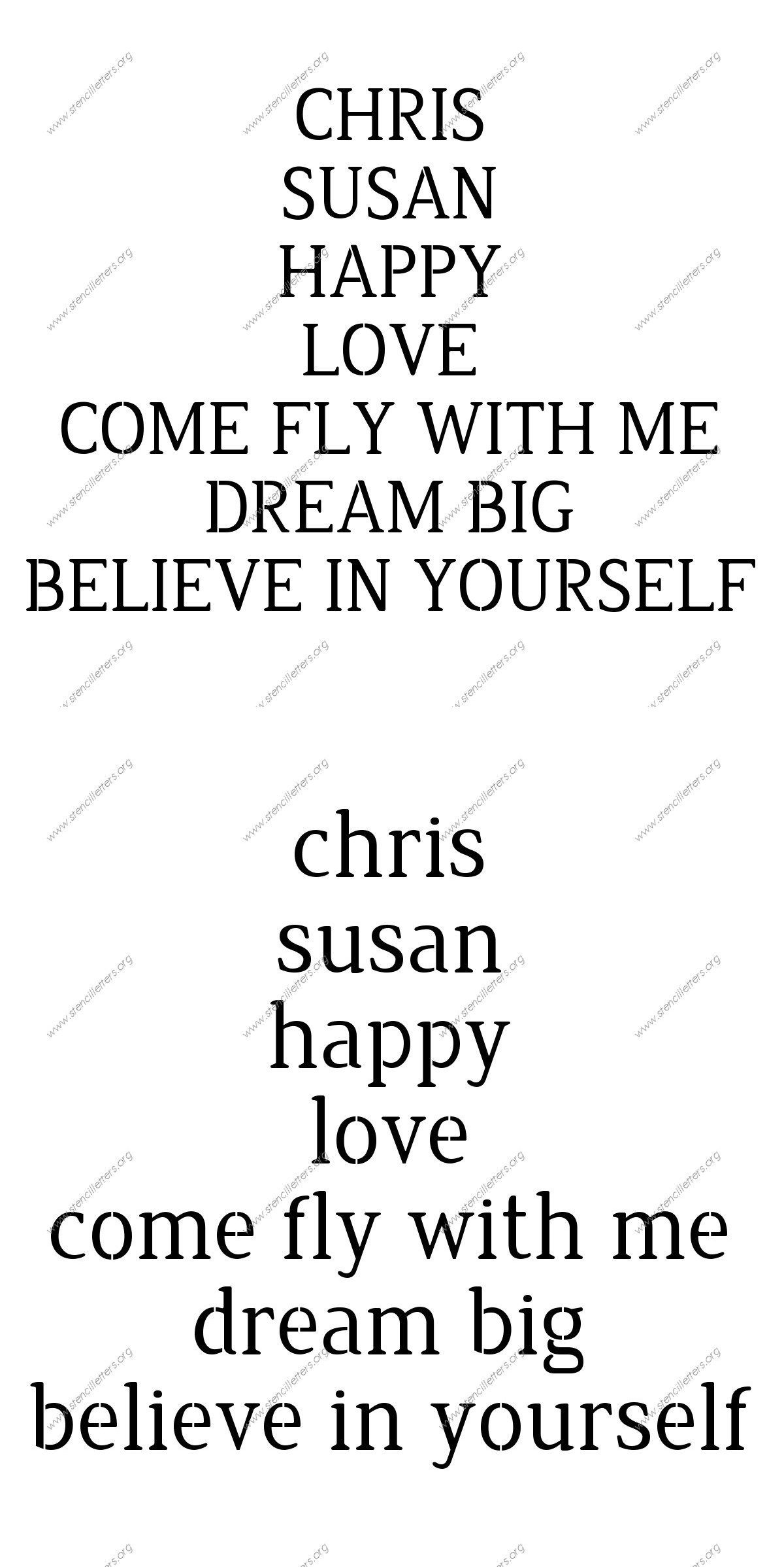 Narrow Rounded Serif Names, Words, Phrases samples