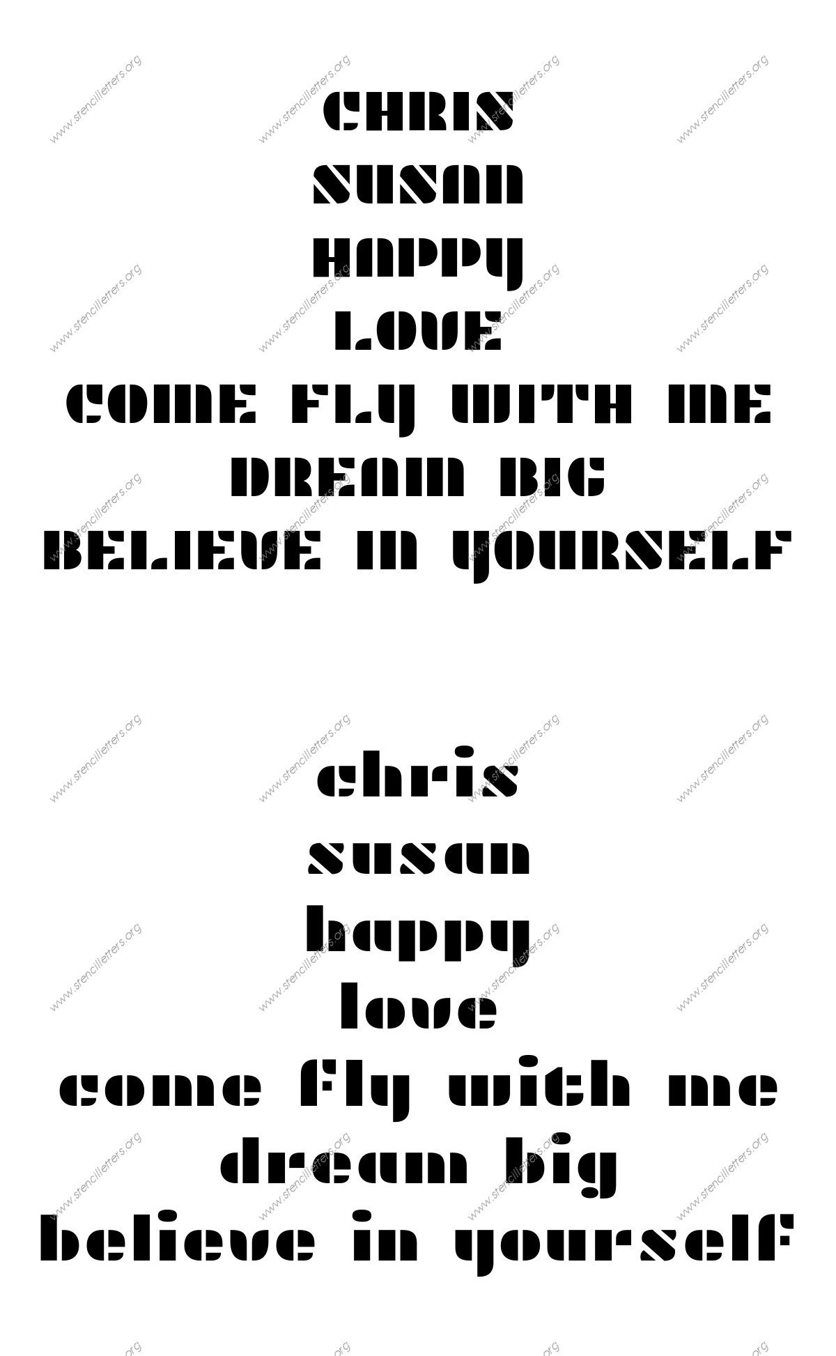 Display Decorative Names, Words, Phrases samples