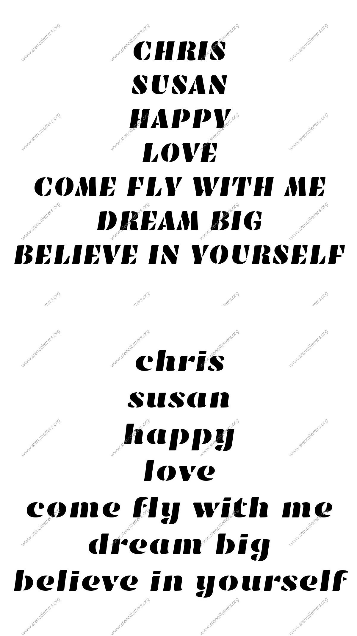 Victorian Bold Names, Words, Phrases samples