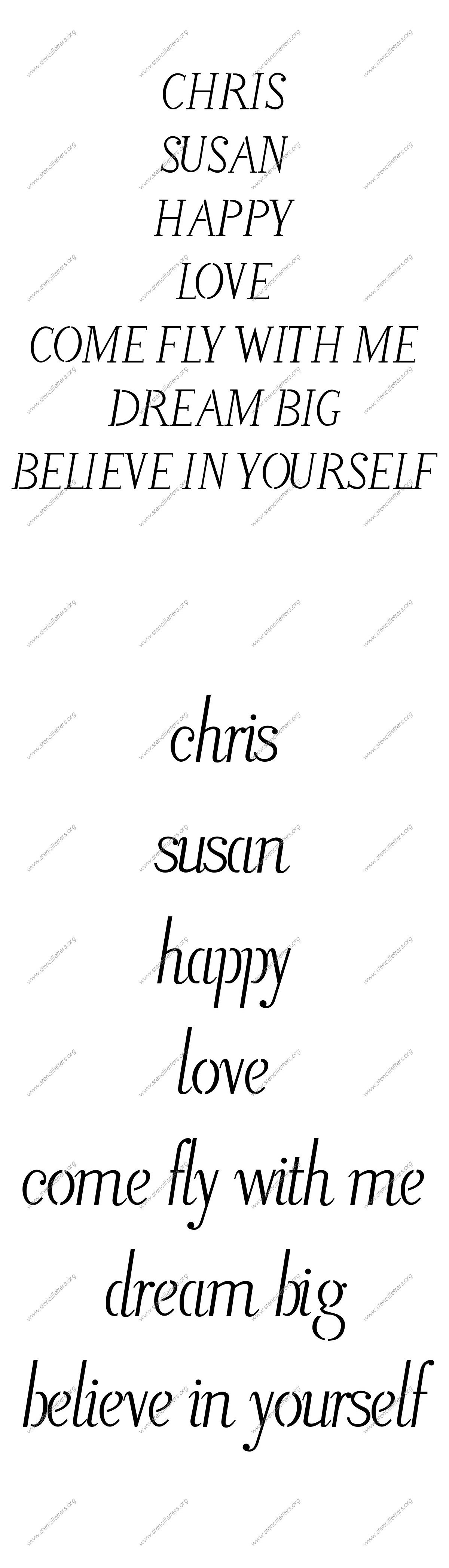 Longhand Italic Names, Words, Phrases samples