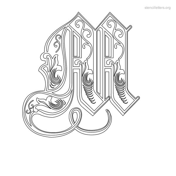 Stencil Letter Decorative M