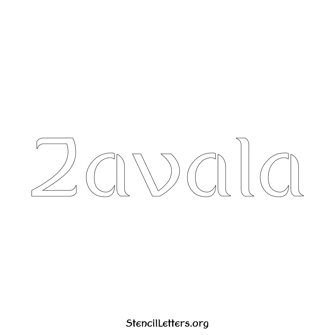 Zavala name stencil in Ancient Lettering