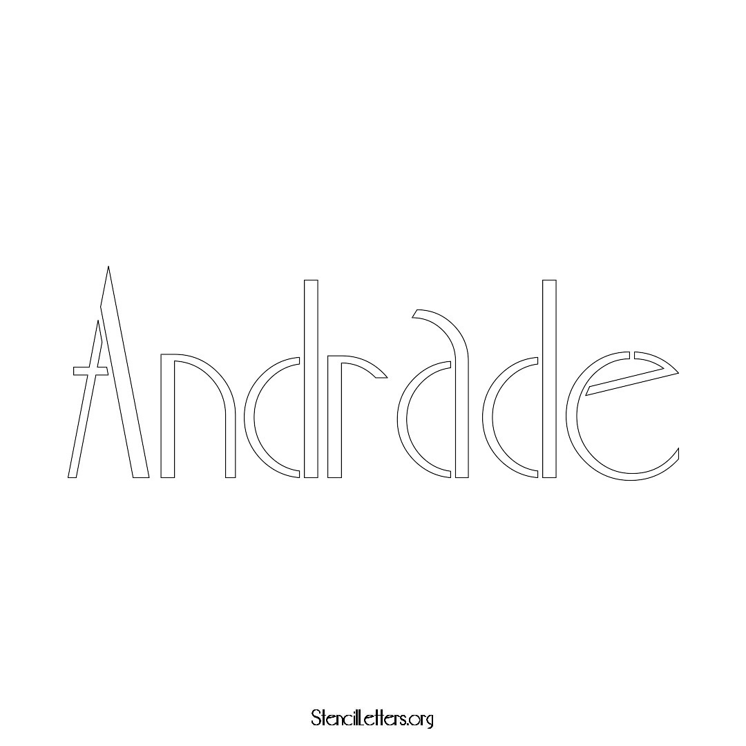 Andrade name stencil in Art Deco Lettering
