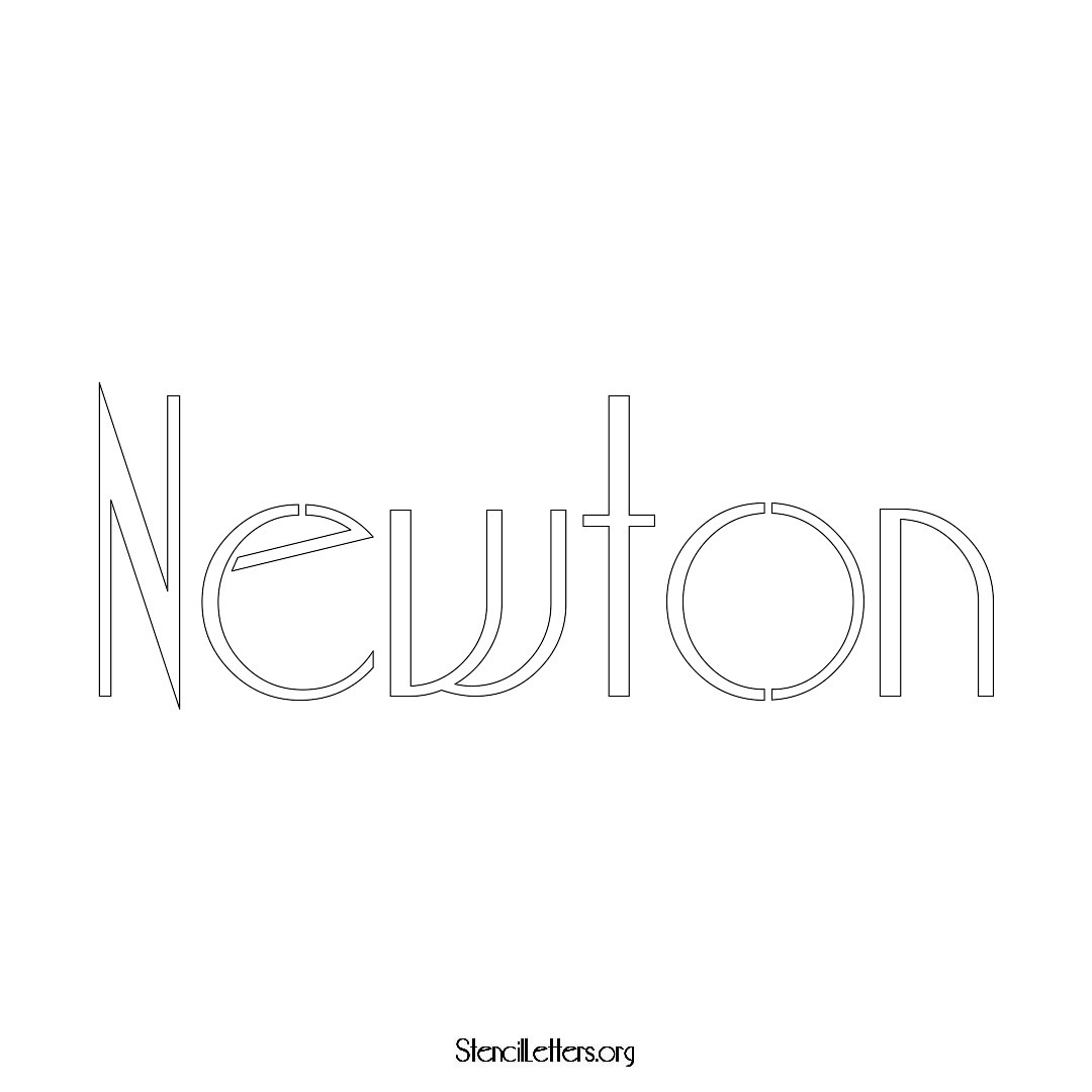 Newton name stencil in Art Deco Lettering