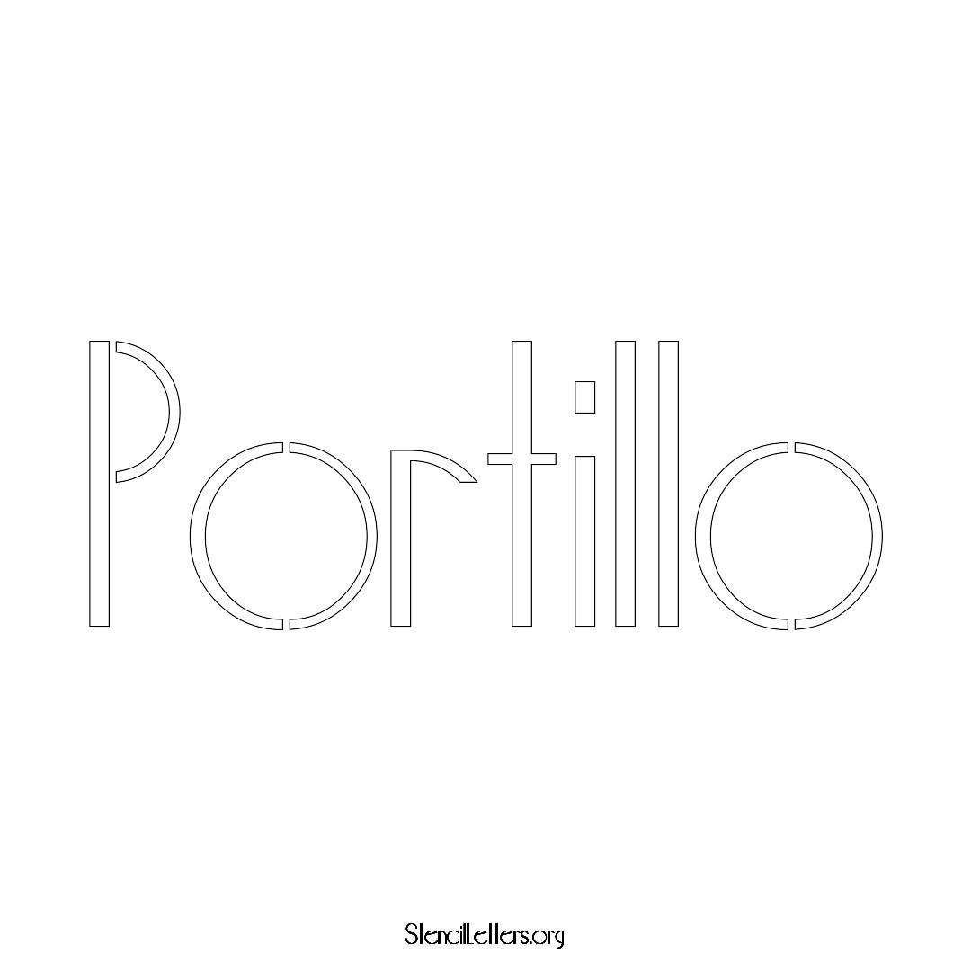Portillo name stencil in Art Deco Lettering