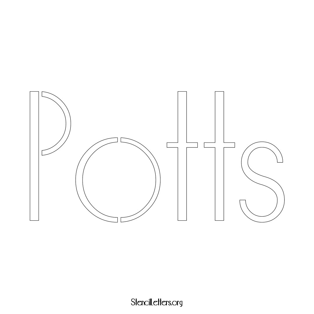 Potts name stencil in Art Deco Lettering