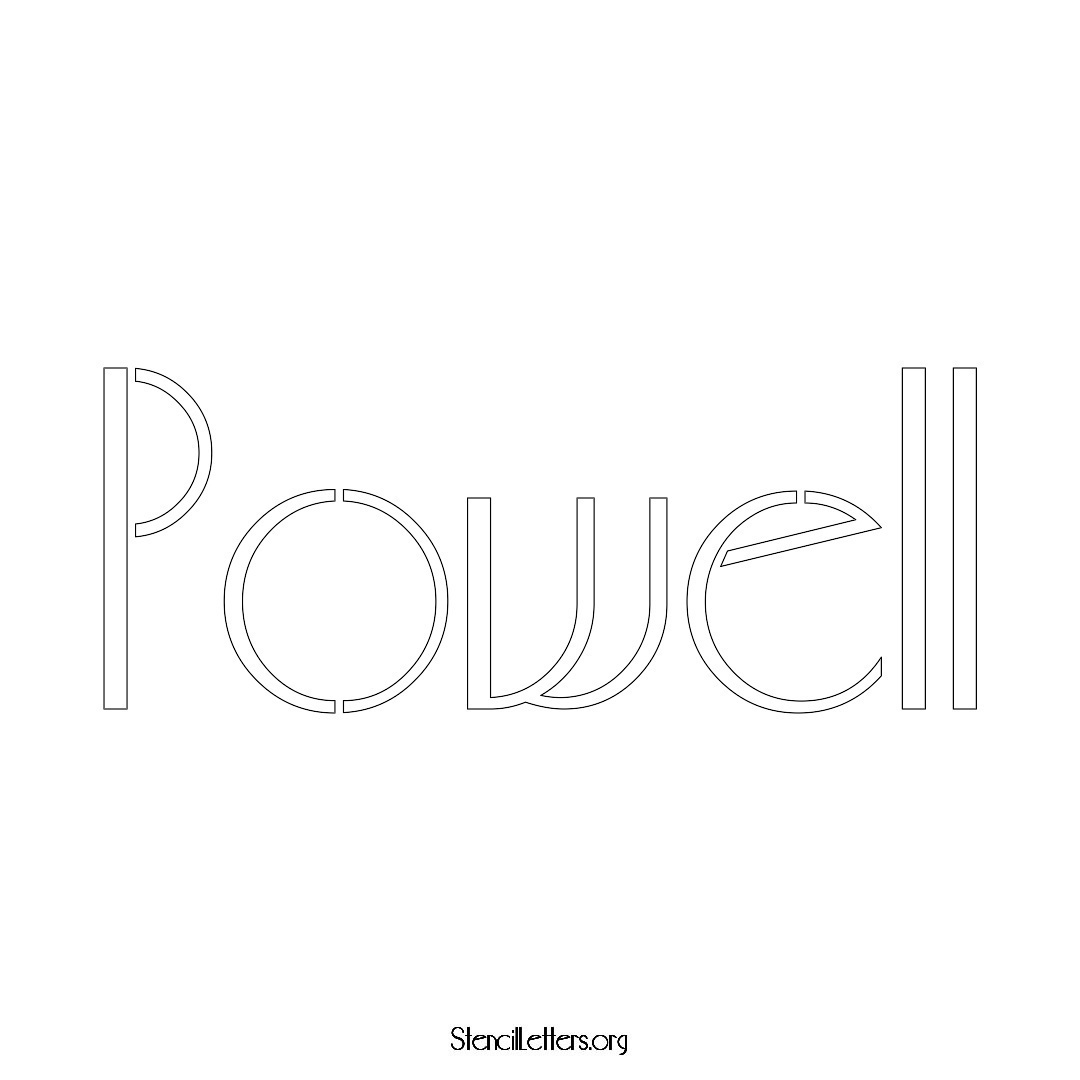 Powell name stencil in Art Deco Lettering