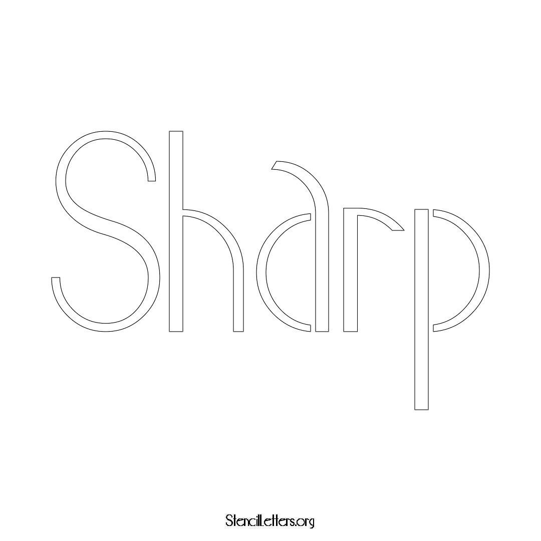 Sharp name stencil in Art Deco Lettering