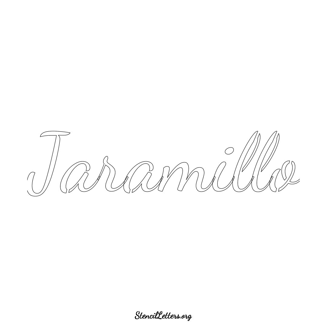 Jaramillo name stencil in Cursive Script Lettering
