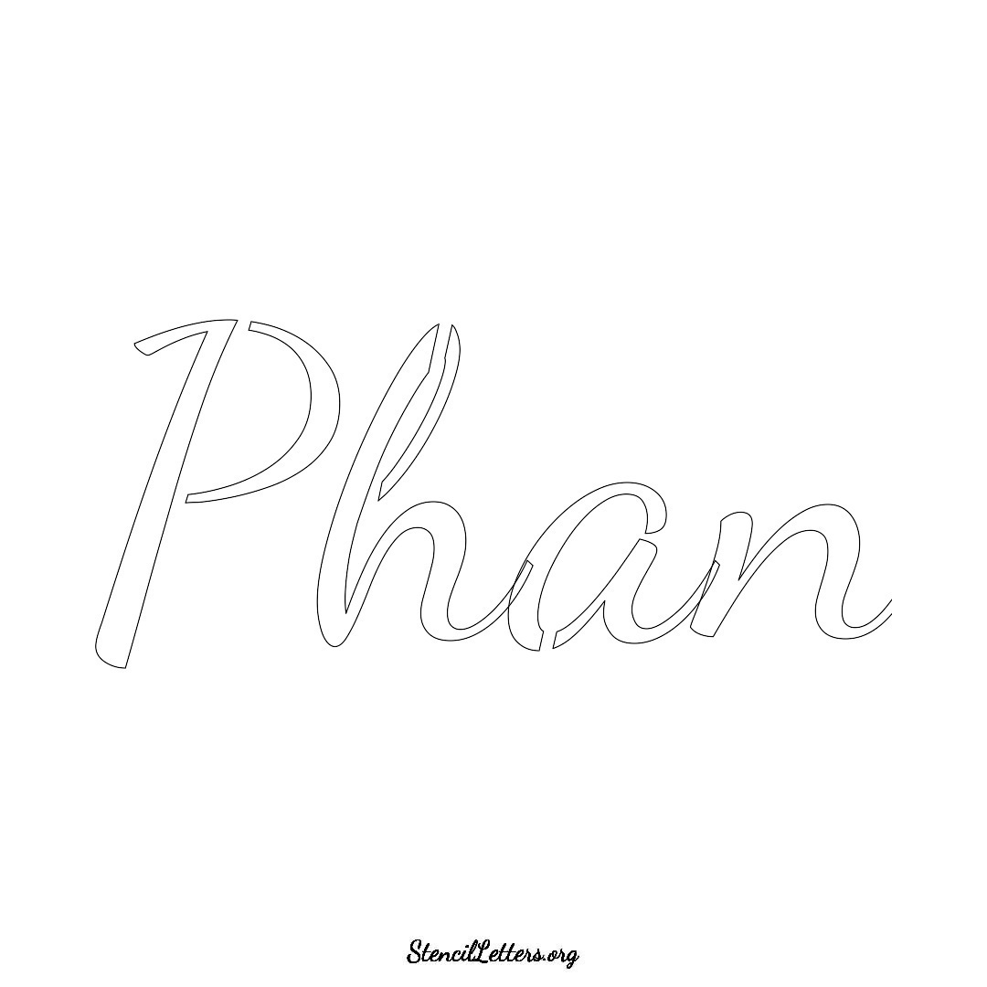 Phan name stencil in Cursive Script Lettering