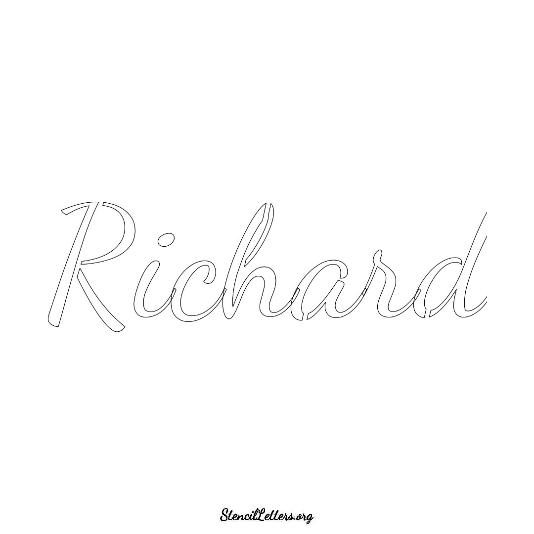 Richard name stencil in Cursive Script Lettering