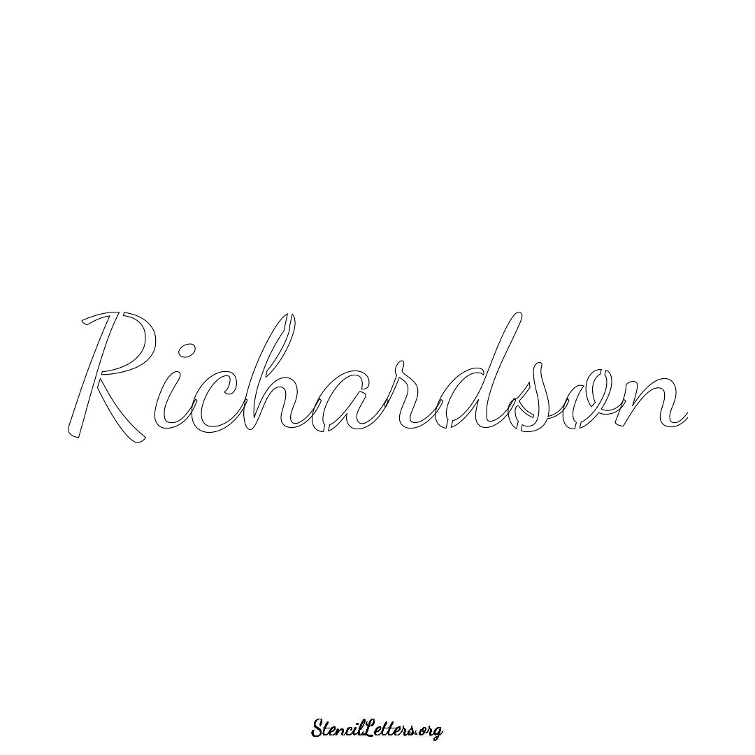 Richardson name stencil in Cursive Script Lettering