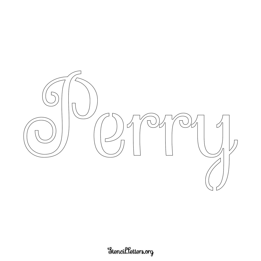 Perry name stencil in Ornamental Cursive Lettering