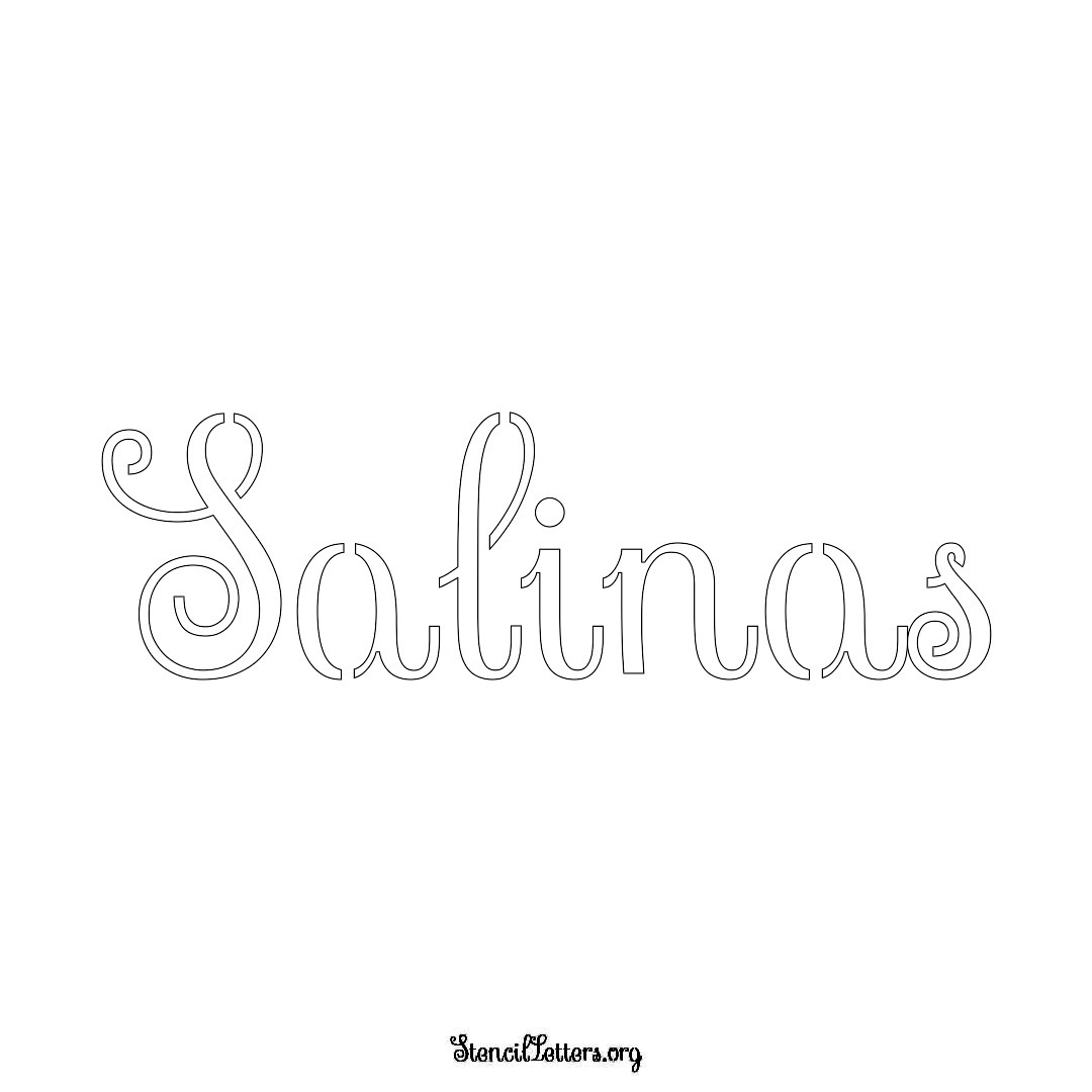 Salinas name stencil in Ornamental Cursive Lettering