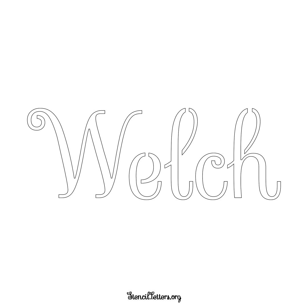 Welch name stencil in Ornamental Cursive Lettering