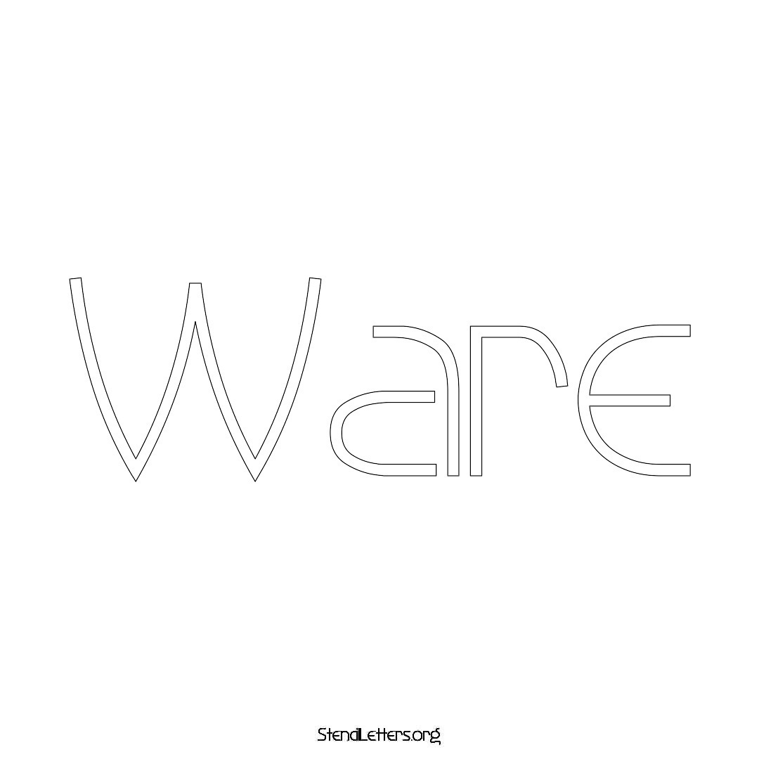 Ware name stencil in Simple Elegant Lettering