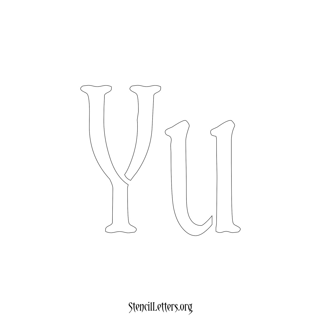 Yu name stencil in Vintage Brush Lettering