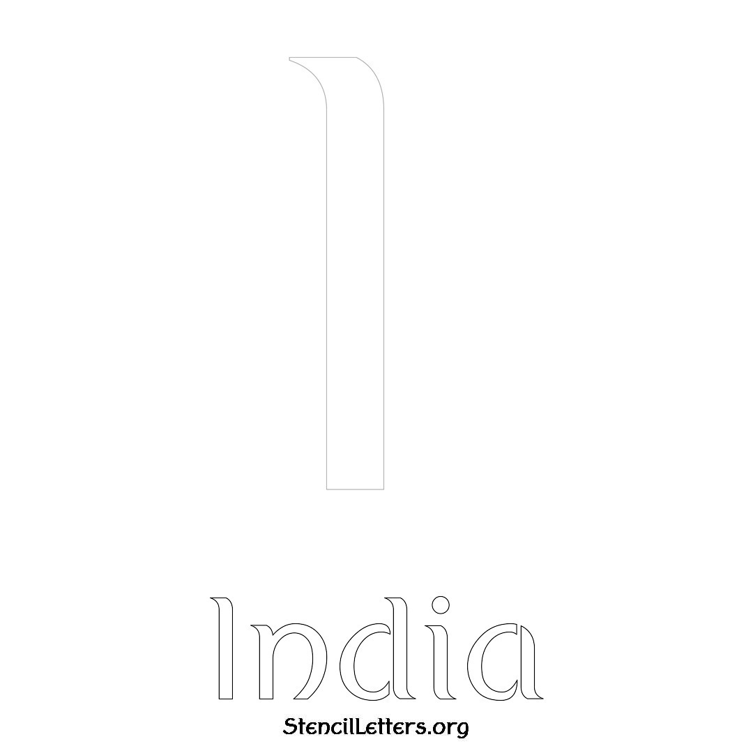 India printable name initial stencil in Ancient Lettering