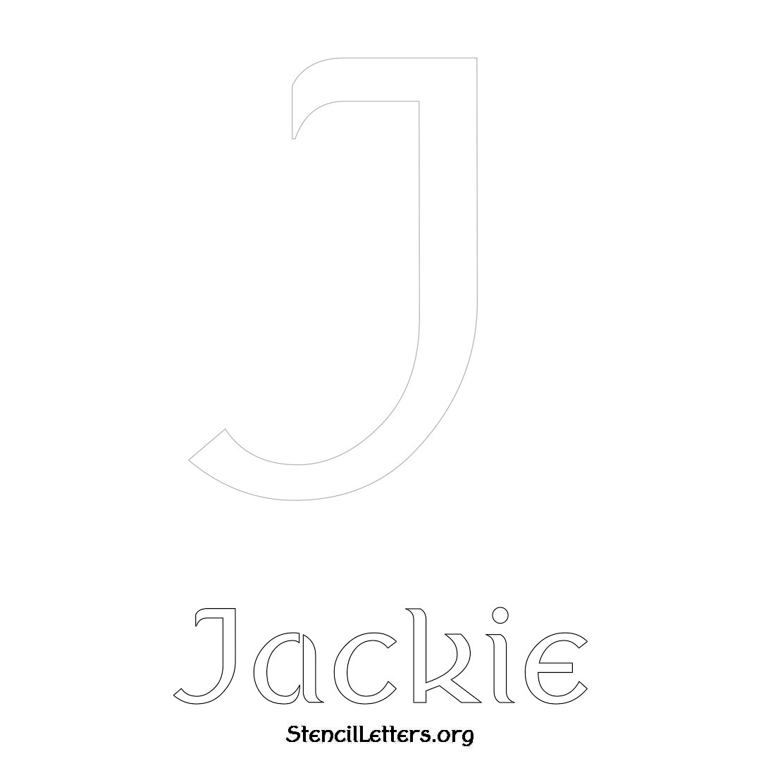 Jackie printable name initial stencil in Ancient Lettering