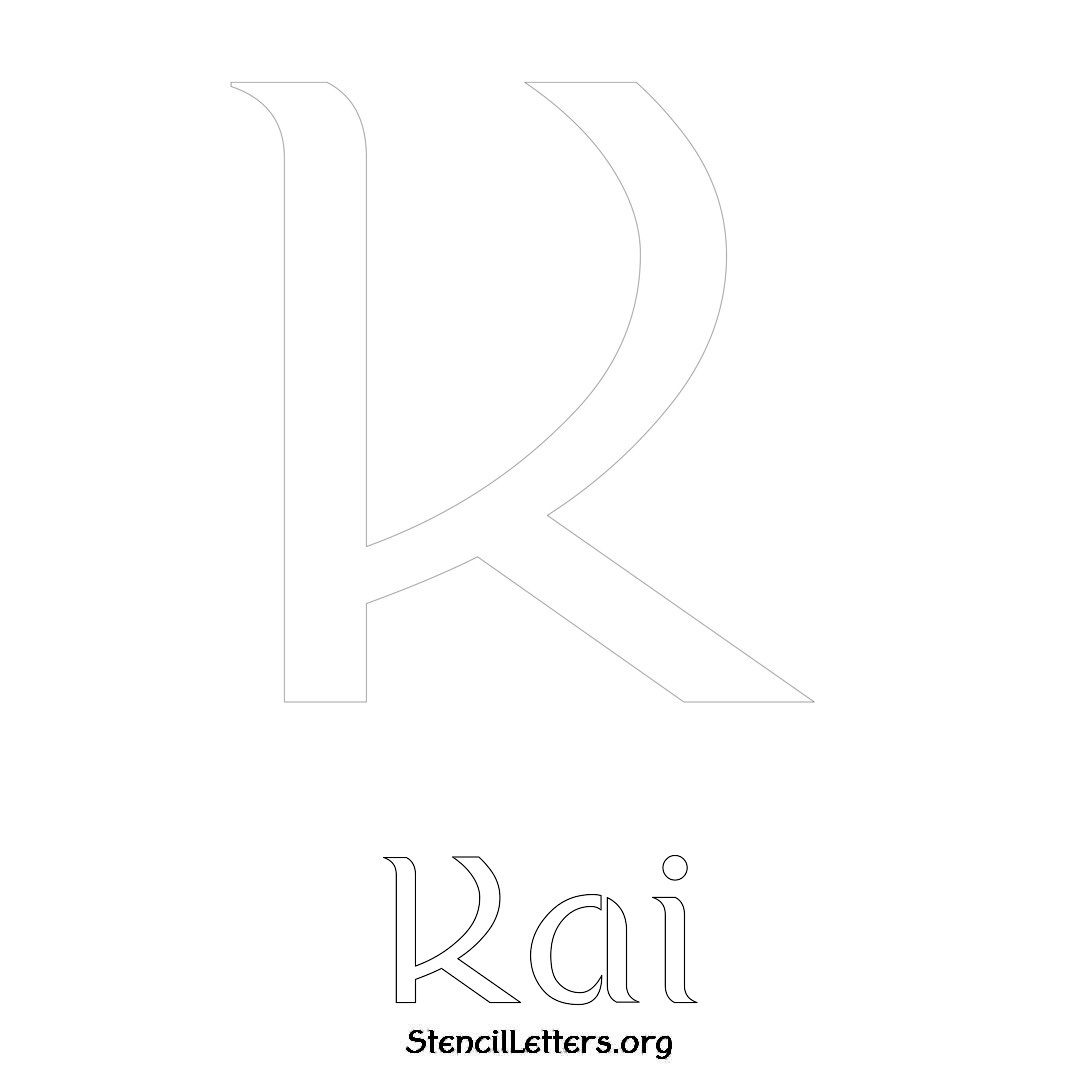 Kai printable name initial stencil in Ancient Lettering