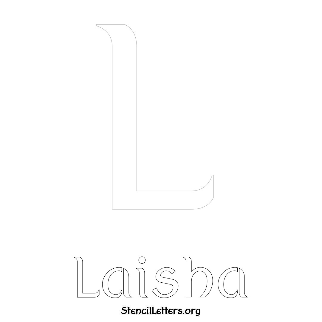 Laisha printable name initial stencil in Ancient Lettering