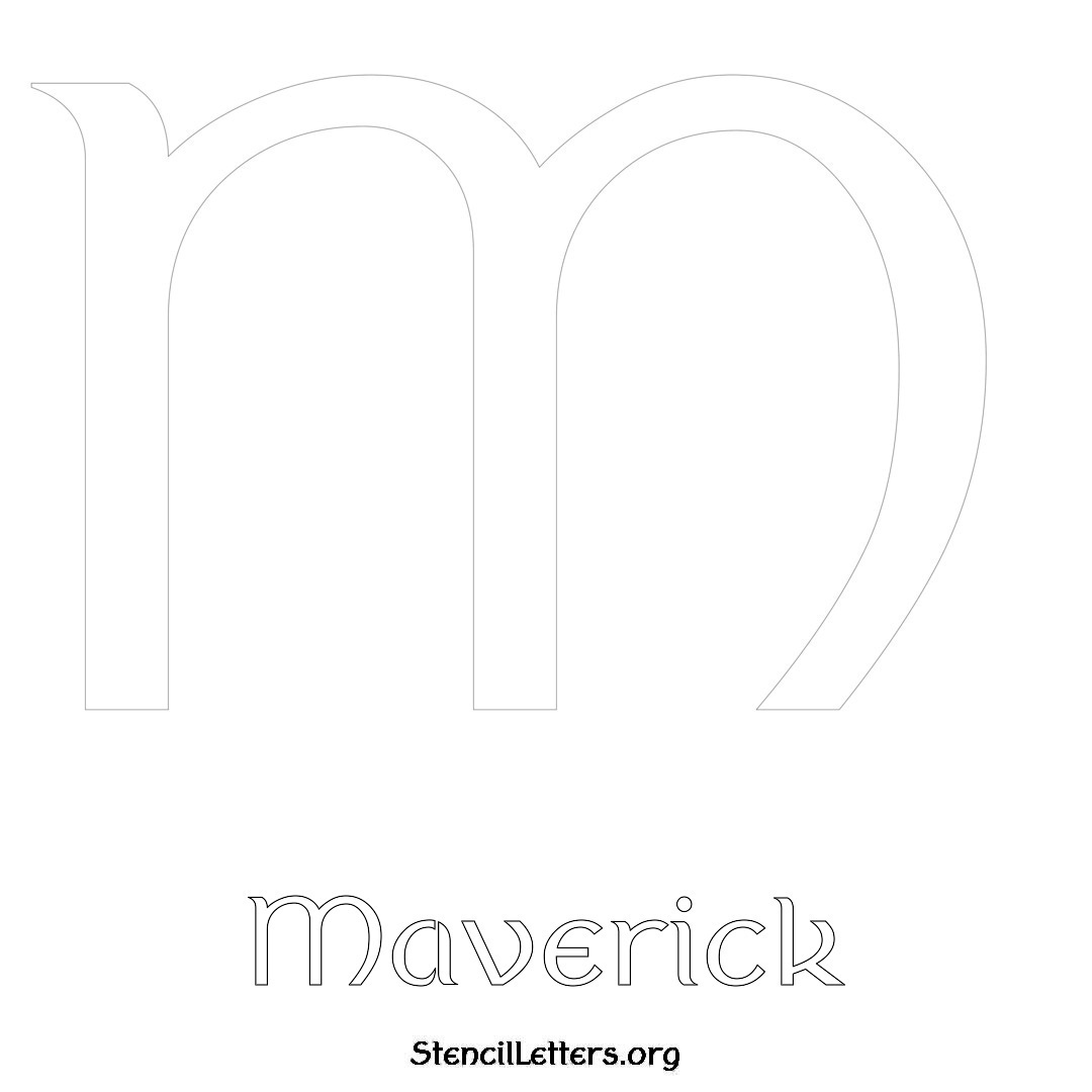 Maverick printable name initial stencil in Ancient Lettering
