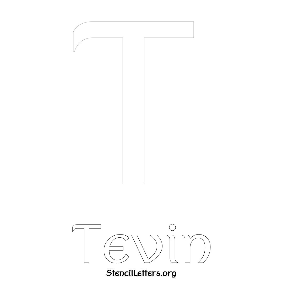 Tevin printable name initial stencil in Ancient Lettering
