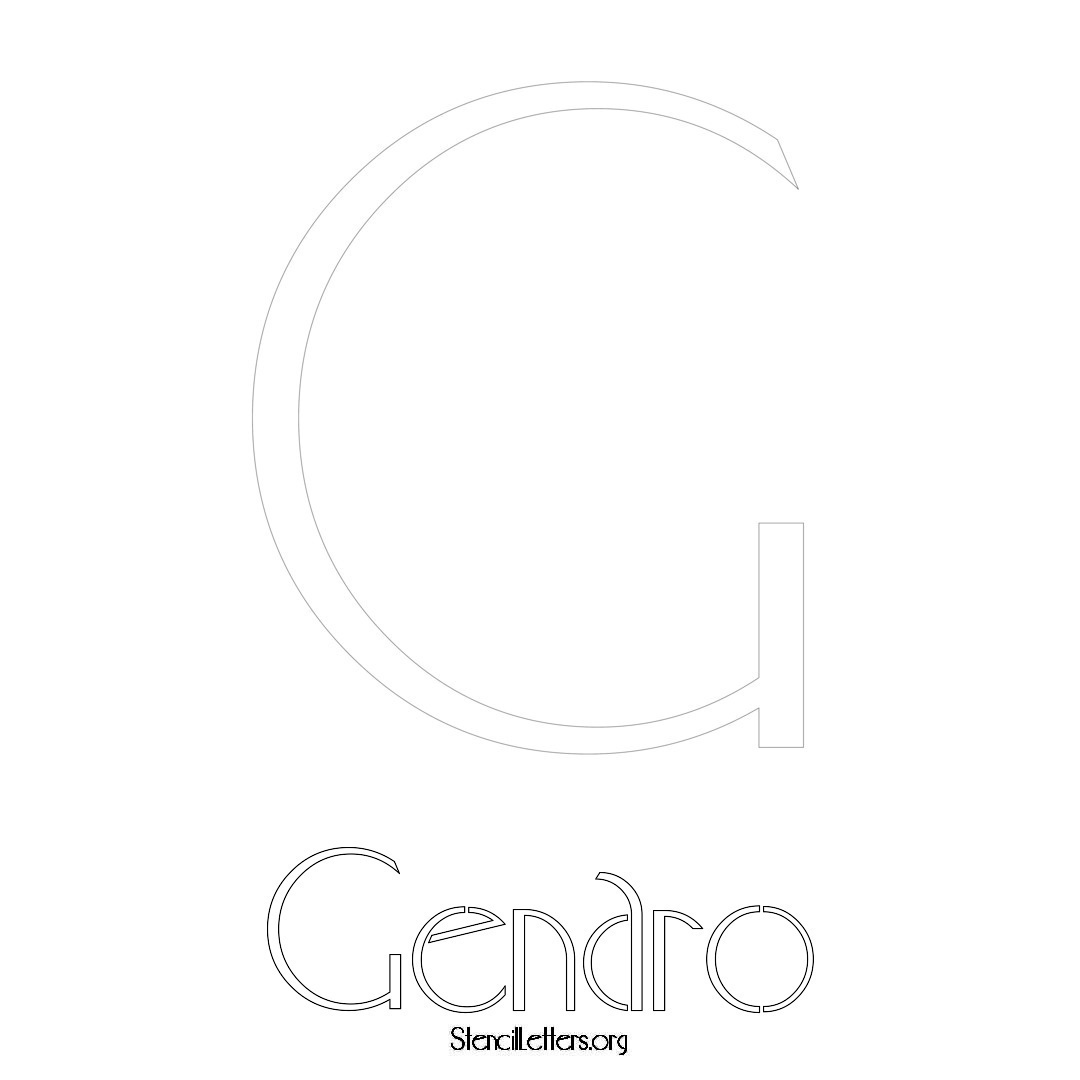 Genaro printable name initial stencil in Art Deco Lettering