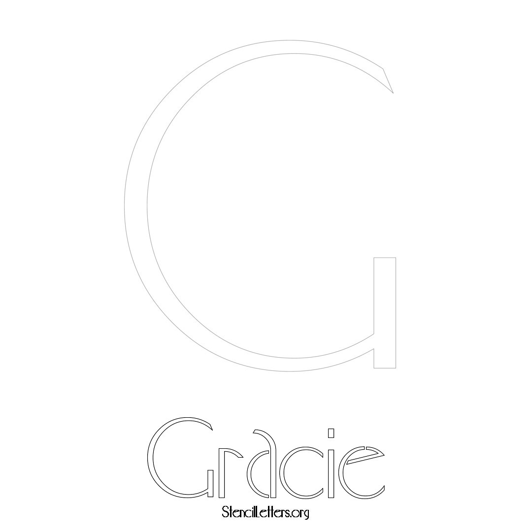 Gracie printable name initial stencil in Art Deco Lettering