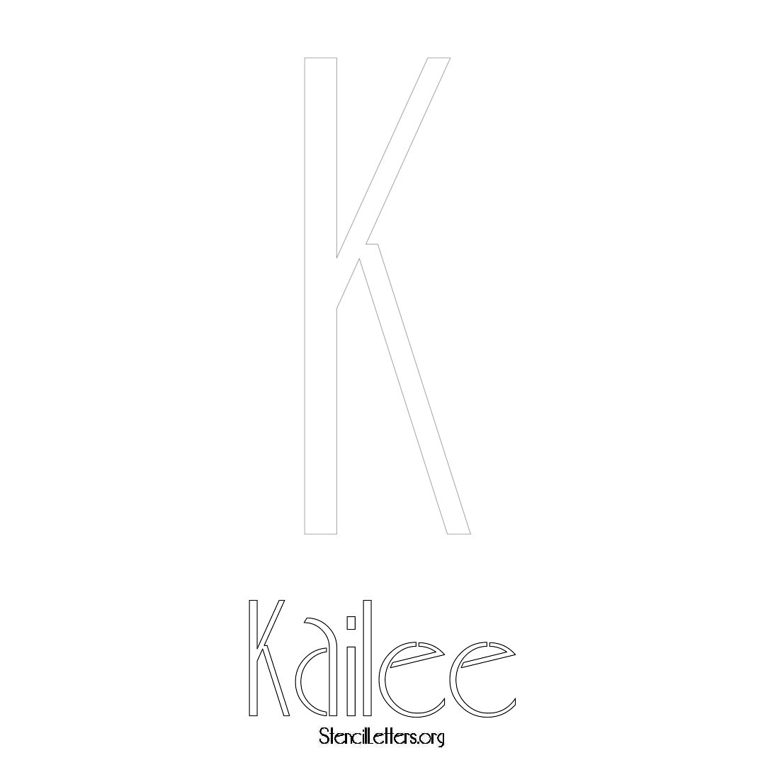 Kailee printable name initial stencil in Art Deco Lettering