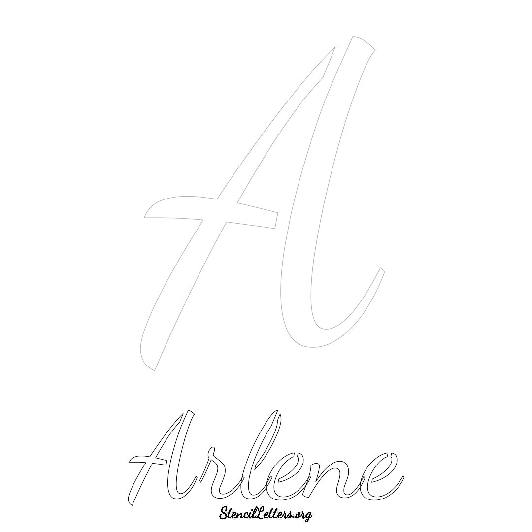 Arlene printable name initial stencil in Cursive Script Lettering