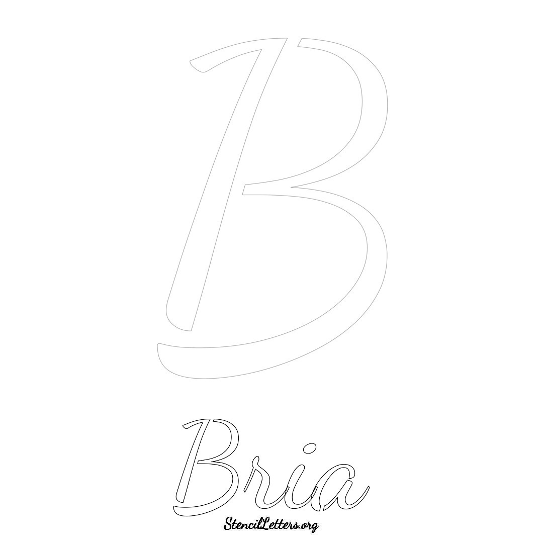 Bria printable name initial stencil in Cursive Script Lettering