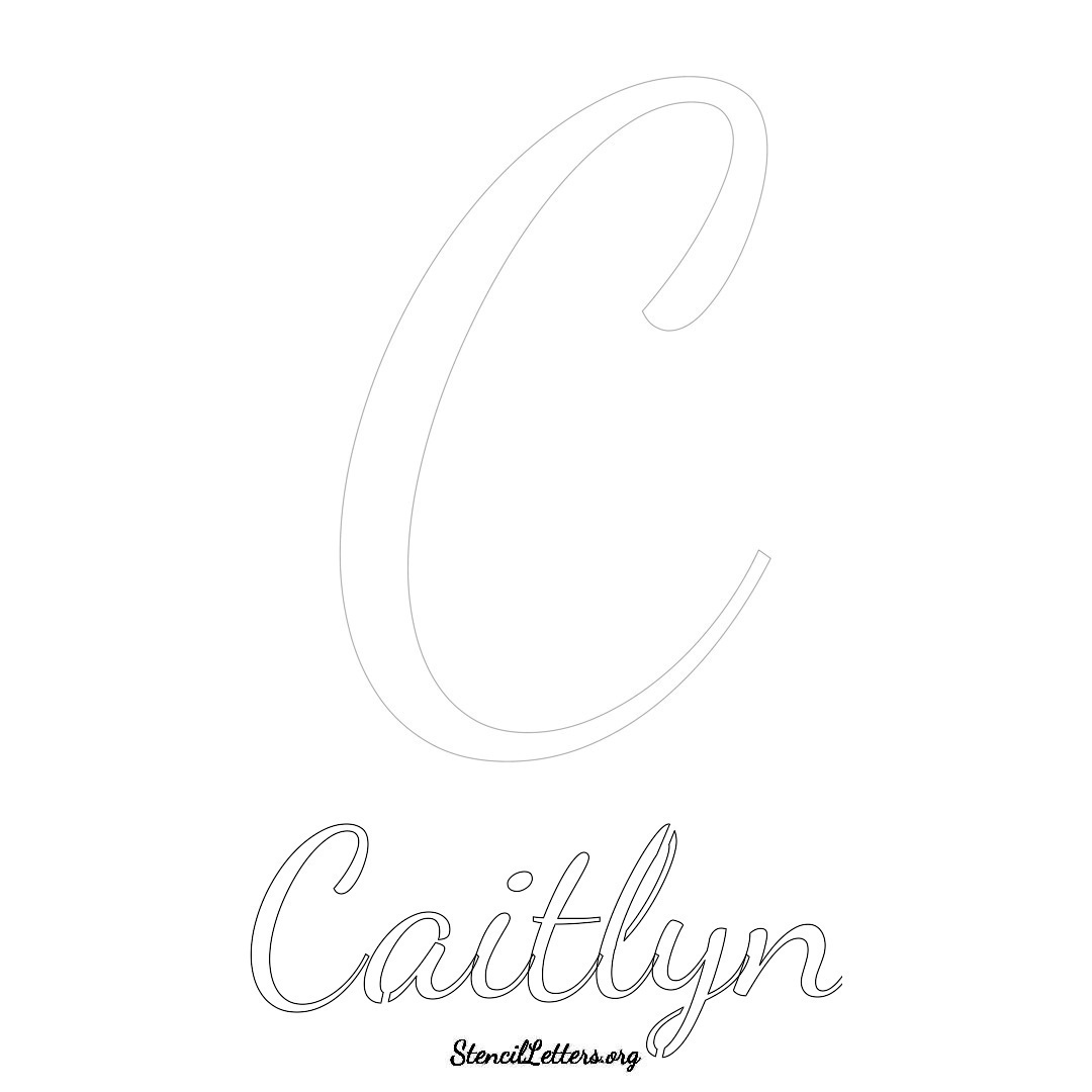Caitlyn printable name initial stencil in Cursive Script Lettering
