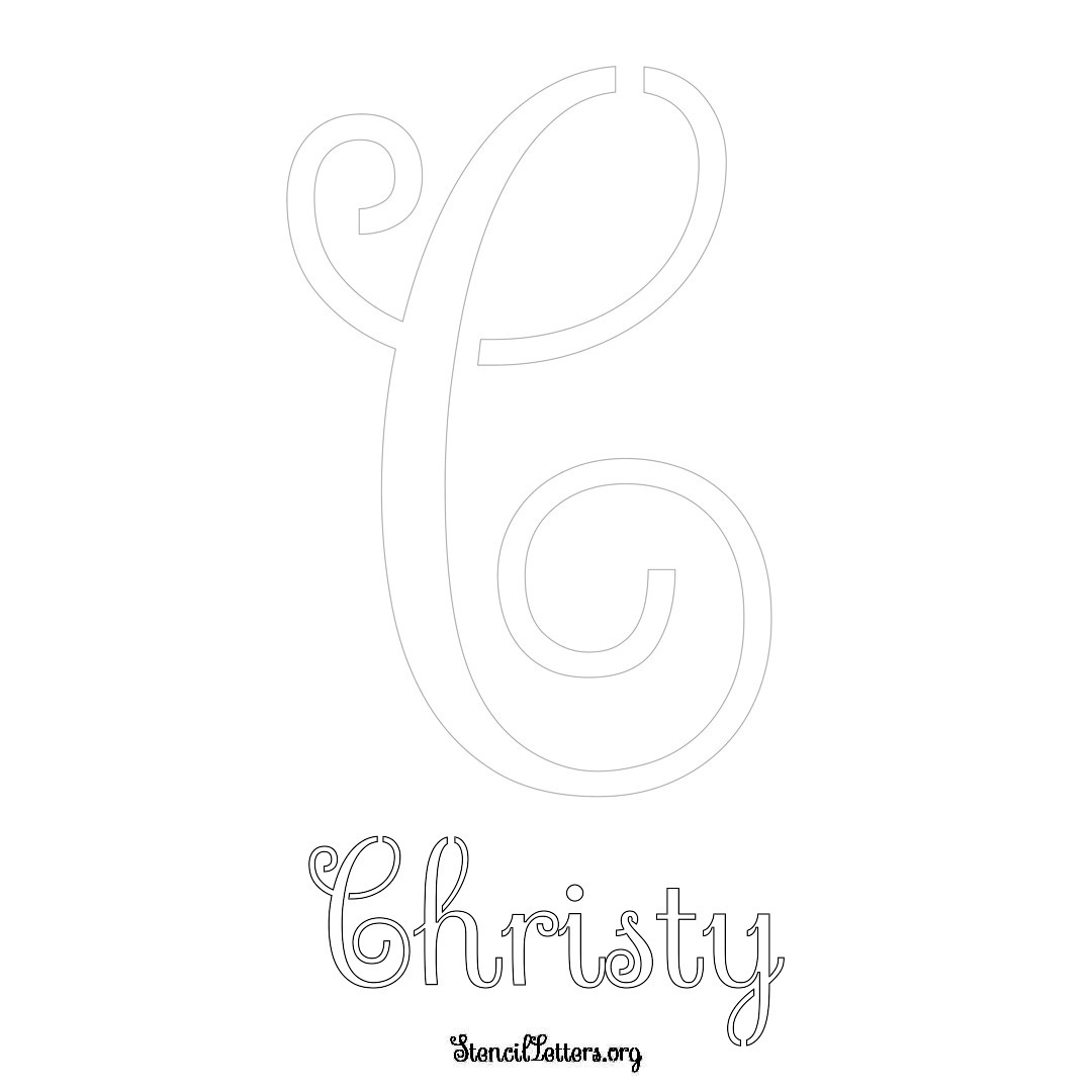 Christy printable name initial stencil in Ornamental Cursive Lettering
