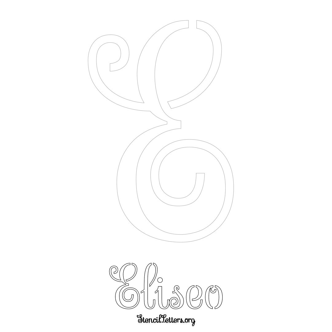 Eliseo printable name initial stencil in Ornamental Cursive Lettering