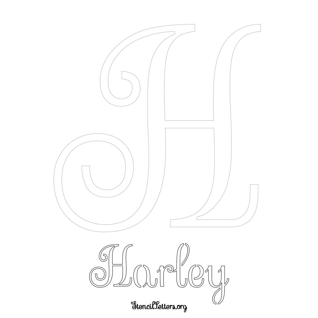 Harley printable name initial stencil in Ornamental Cursive Lettering