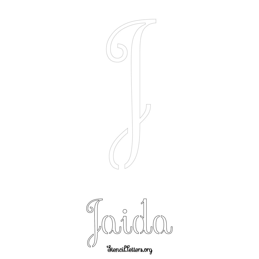 Jaida printable name initial stencil in Ornamental Cursive Lettering