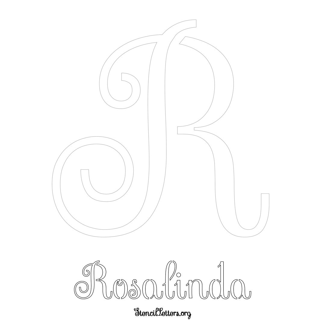 Rosalinda printable name initial stencil in Ornamental Cursive Lettering